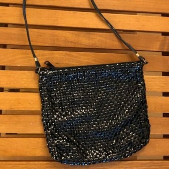 Black Metal Mesh Evening Shoulder Bag - Picture 1 of 6